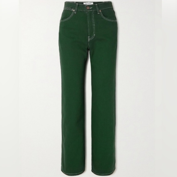 Reformation Denim - Reformation Cowboy High Rise Straight Jeans Emerald Green Size 26